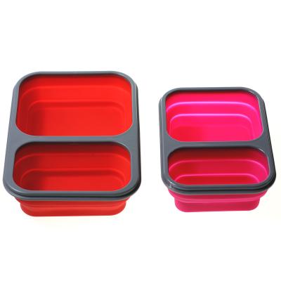 China Sustainable Food Grade Silicone Lunch Box Durable and Convenient Folding Lunch Box Food Storage Containers With Lid for sale