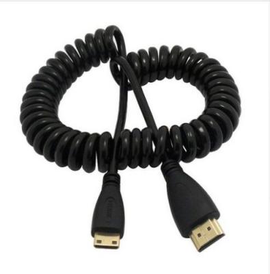 China Mini HD Male To HDMI / Male V1.4 1080p Spring Stretched Cable Connector for sale