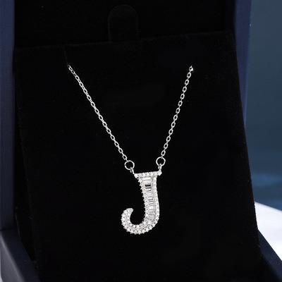 China Sterling Silver English Europe and America Letter Necklace Family Name Girl Accessories Clavicle Pendant Chain S925 J for sale