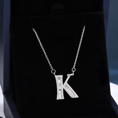 China Europe and America S925 K Letter Necklace Family Name Girl Accessories Sterling Silver English Clavicle Pendant Chain for sale