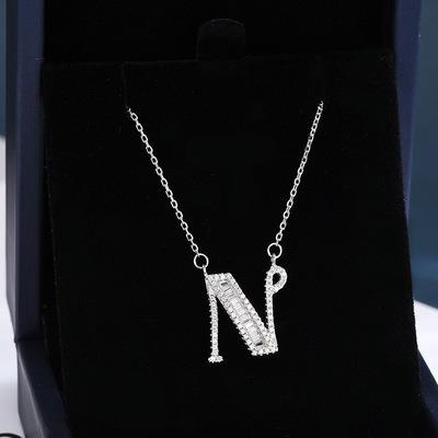 China Sterling Silver English Europe and America Letter Necklace Family Name Girl Accessories Clavicle Pendant Chain S925 N for sale