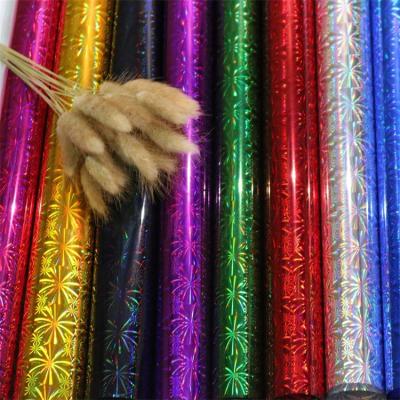 China Hot Customized Customized Moisture Proof Cellophane Wrap Roll Clear Film Laser Gift Wrapping Paper Rainbow Colors for sale