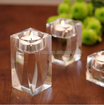 China Wedding/home crystal candle holder/restaurant decoration new design in decoration cube home crystal candle holders on sale for sale