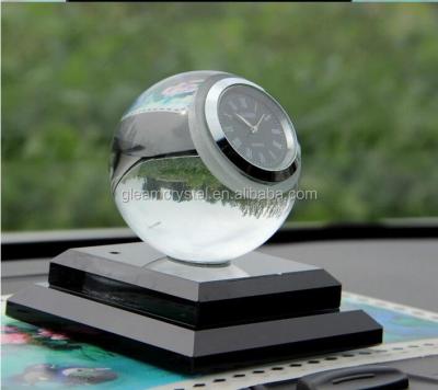 China Global Unique Large Display Crystal Glass Table Clock for Gifts, Car Clock for Decoration for sale