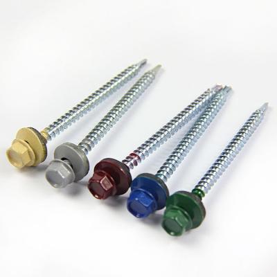 China Head Colored Type 17 #9 #10 Sheet Metal Roofing Pan Factory 1/4 Hex Joint Screws for sale