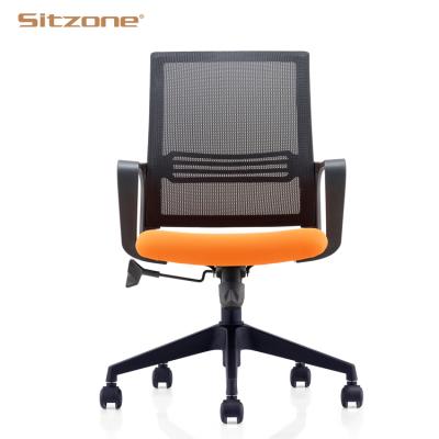 China (Height)Adjustable Comfortable Back Office Chairs Staff Middle Back Leisure High Chair Adjustable Mesh Office Chairs for sale