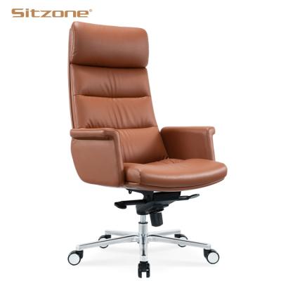 China Ergonomic (Height) Adjustable Executive Computer Table Director Leather Chair For Office for sale