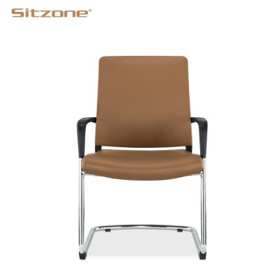 China Free Sample PU Style Cooling Leather Office Visitor Chair Mesh Office Chair In Conference Chair for sale