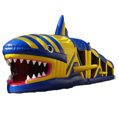 China Lead Free Outdoor Animal Inflatable Challenge Game Obstacle Course For Kids Inflatable Shark for sale