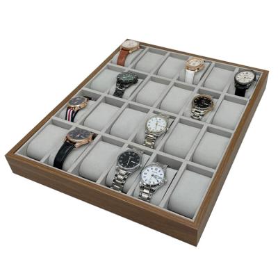 China Handmade 24 Slot Watch Display Tray with Soft Pillow Watch Holder Jewelry Organizer Bracelet Display Storage Case for Men and Woman for sale