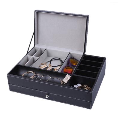 China Luxury Valet Tray Luxury Dust Proof PU Leather Nightstand Organizer Storage Box Jewelry Display Boxes Tray Holder for sale