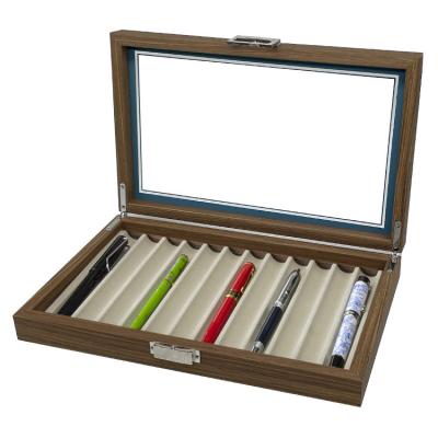 China High Grade 12 Slots Wood Pen Display Box Pen Fountain Storage Box Wood Showcase Organizer for sale