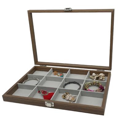 China Simple Modern Wood Jewelry Storage Box Organizer High Quality Vintage Necklace Bracelet Earrings Portable Travel Case for sale