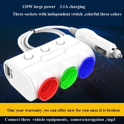 China Car Dual USB 2.1A 1A car Cigarette lighter socket Power Supply car Charger Adapter Outlet Auto Socket for sale