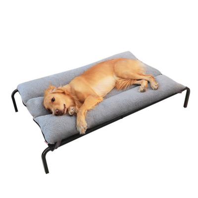 China Travel Large Dog Washable Elecated Bed Frame Foldable Military Dog Bed With Cool Cushion Mat for sale