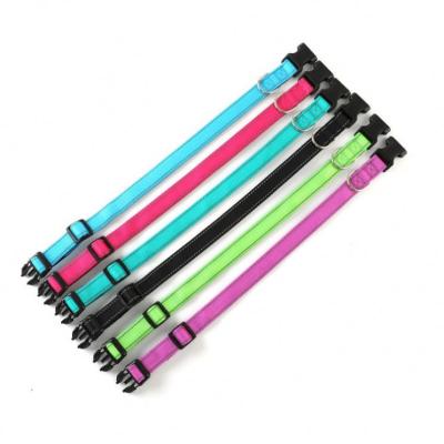 China Custom Reflective Silk Dive Nylon Dog Collar Wholesale Pet Collar Material Plastic Buckle for sale