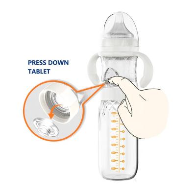 China BPA Free Multifunctional Food Grade 240ml 2 in 1 Quick Brew Instant Wide Mouth Glass Newborn Baby Feeding Milk Bottle for sale