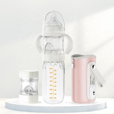 China BPA Free CPC 3 in 1 Digital Display Outdoor Fast Warmer Multifunctional Night Travel USB Glass Baby Bottle for sale