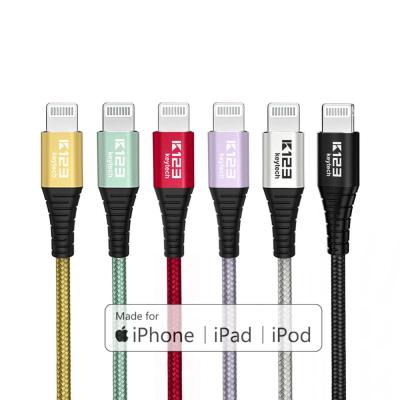 China 18W PD MFi Factory OEM Fast Charging Mobile Phone Charger Cable High End Gifts 3 In 1 MFi Certified Nylon Band Silicone For iPhone USB Cable for sale