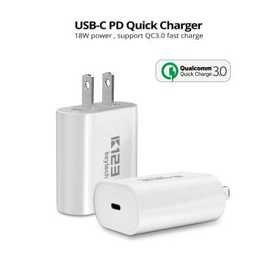 China Cell Phone PD Type-C USB Wall Charger 18w Fast Charging Pi IC USA Plug For iPhone 11 for sale