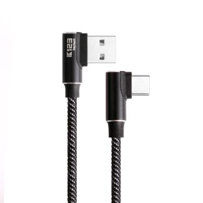 China Cable L Shape Mobile Phone C Design Braided Type-C Fast Charging Data Cable Wire USB Manufacturer for sale