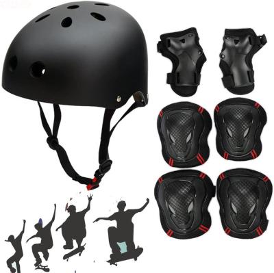 China Adjustable Compounds Skateboard Skate Helmet With Gear Knee Pads Elbow Pads Protective Wrist Guards For Youth Outdoor Sports Helmet for sale