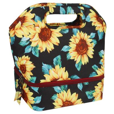 China Reusable Polyester Double Lunch Bag Lunch Bag For Women Insulated Lunch Container for sale