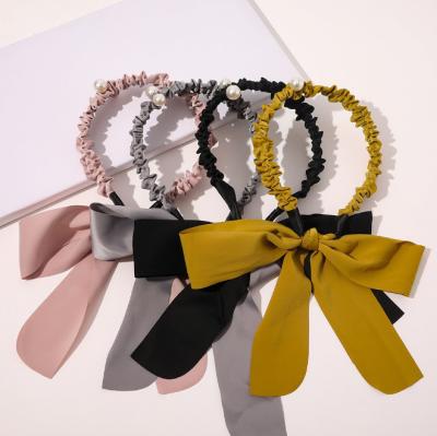 China Simple fabric headband fashion bow solid color Japan and Korea retro hair ribbon headband for sale