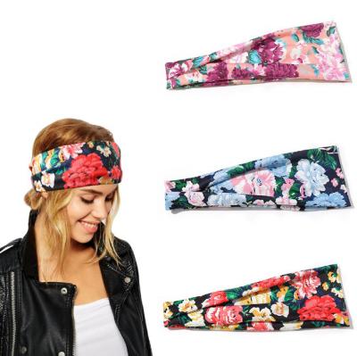 China Simple concise women's hair band women's sports headband yoga band width printed headband Sweat-absorption for sale