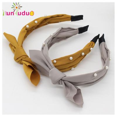 China DONNA New Small Three-strand Fabric Headband Pure Pearl Headband Fresh Headband for sale