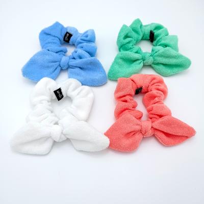 China European and American Custom Made Baby Headbands Scrunchies Style Ribbon Elastic Hair Ties with Custom Logo for sale