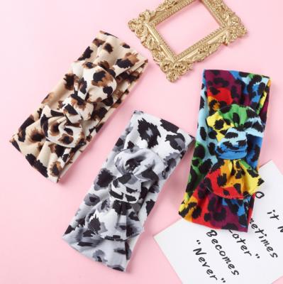 China Wholesale new concise women's hair band manufacturers simple knitted dye tying kids hair ribbon leopard print headbands for baby for sale