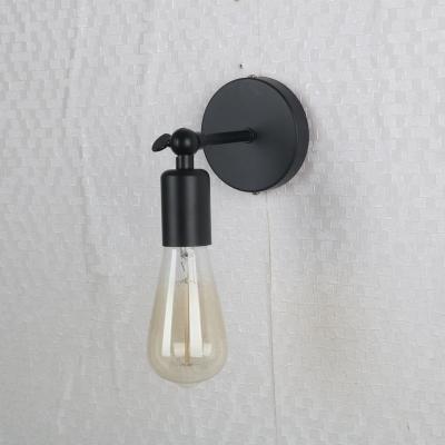 China Modern Simple Indoor Iron Hotel Decor Small Stairs Hallway Living Room Bedroom Goods Black Round Wall Light for sale