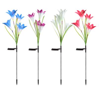 China Garden Manufacturer Direct Sales Outdoor Decoration Yard Lawn Landscape Lily RGB LED Waterproof Solar Garden Lamp for sale