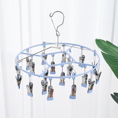 China Coated Modern Heavy Duty Anti-Slip 20 Clips I KNOW PVC Round Metal Hanger For Drying Socks for sale