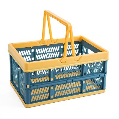 China Simple And Modern Plastic Folding Storage Basket Household Sundries Storage Basket Portable Shopping Basket for sale