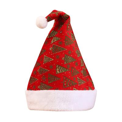 China Xmas Gold Fan Fleece Snowflake Christmas Hat Party Dress Up Santa Hat Christmas Decoration for sale