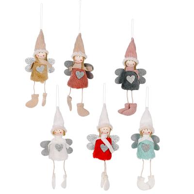 China New Plush Christmas Decoration Christmas Love Tree Pendant Angel Small Cute Plush Toy Doll Gift for sale