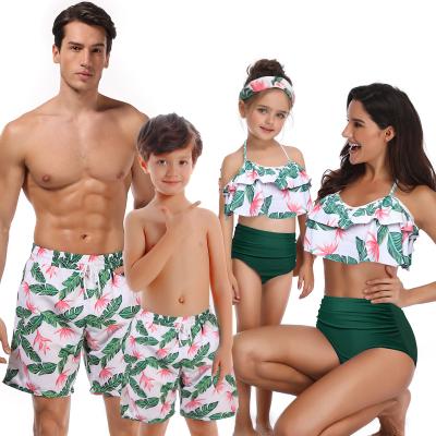 China Breathable New Arrival Family Matching Swimwear For Green Mommy And Me Swimsuit Four Fashions Women Swimsuit for sale