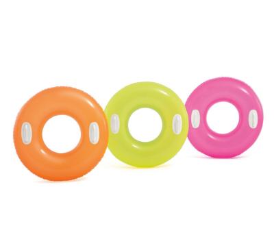 China 2 handles neutral color transparent pure color swim ring with 2 handles dimension 76cm swim tube for sale