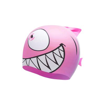 China Waterproof Durable Eco-friendly Multicolor Kids Fish Swimming Caps Customized Logo Pattern Printing Waterproof Ear Swim Caps CP-6 for sale