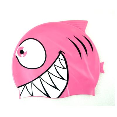 China Custom Logo Cute Fish Cartoon Waterproof Silicone Swimming Hat High Quality Eco-friendly Durable Waterproof Swim Cap For Kid CP-6 for sale