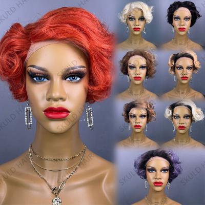 China Short Skuld Pixie Cut Human Hair Pixie Cut Wigs Lace Front Wigs For Black Women Wholesale for sale