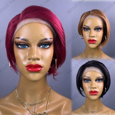 China Brazilian Skuld Pixie Cut Human Hair Wigs Pixie Cut Colored Short Wigs Lace Front Wig For Black Women Wholesale for sale