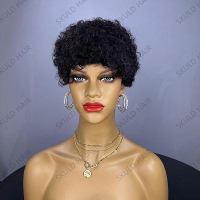 China Fashion Hair Skuld Short Afro Curly Pixie Cut Human Hair Wigs Wigs For Black Women Drop Shipping Wholesale for sale