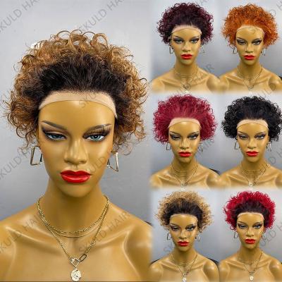 China Short Pixie Cut Skuld Pixie Cut Afro Kinky Curly Hair Lace Wigs For Black Women Drop Shipping Wholesale for sale