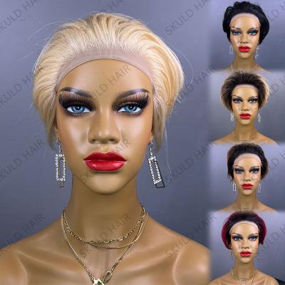 China Brazilian Skuld Pixie Cut Human Hair Wigs Pixie Cut Colored Short Wigs Lace Front Wig For Black Women Wholesale for sale