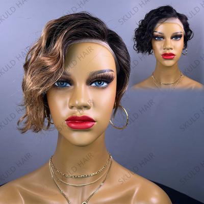 China Skuld Cut Pixie Cut Human Hair Pixie Wigs Color Brazilian Short Wigs Lace Front Wig For Black Women drop shipping wholesale for sale