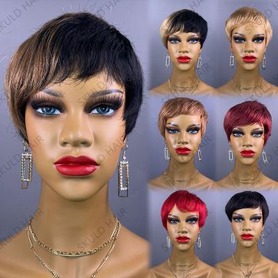 China Fashion Hair Skuld Short Hair Pixie Cut Human Hair Wigs For Black Women Drop Shipping Wholesale for sale