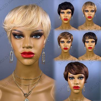 China Fashion Hair Skuld Short Hair Pixie Cut Human Hair Wigs For Black Women Drop Shipping Wholesale for sale